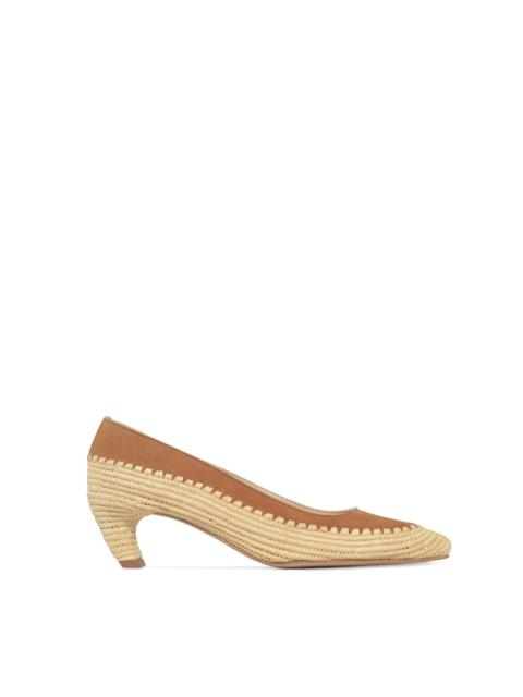 GABRIELA HEARST Peggy Heel in Camel Suede & Raffia