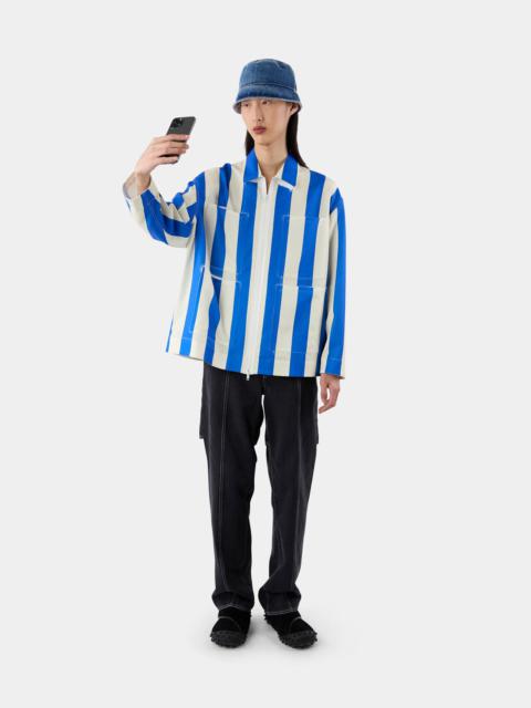 SUNNEI CARGO SHIRT / blue & beige stripes