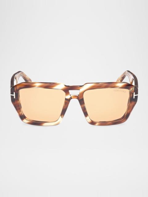 TOM FORD Men's FT1202M Acetate Rectangle Sunglasses