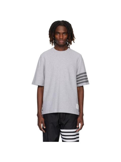 Thom Browne Gray Textured Pique 4-Bar T-shirt