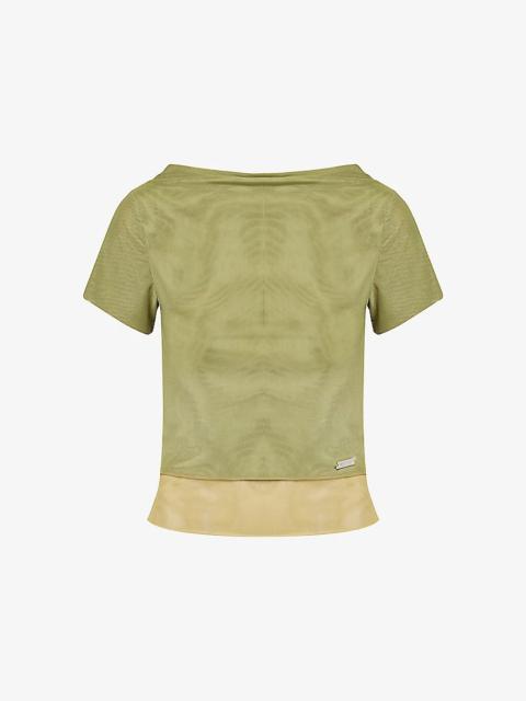 House of Sunny Multi-Layer Short-Sleeve Stretch-Mesh Top