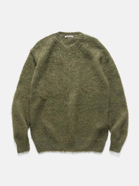 AURALEE Brushed Super Kid Mohair Knit P/O Olive