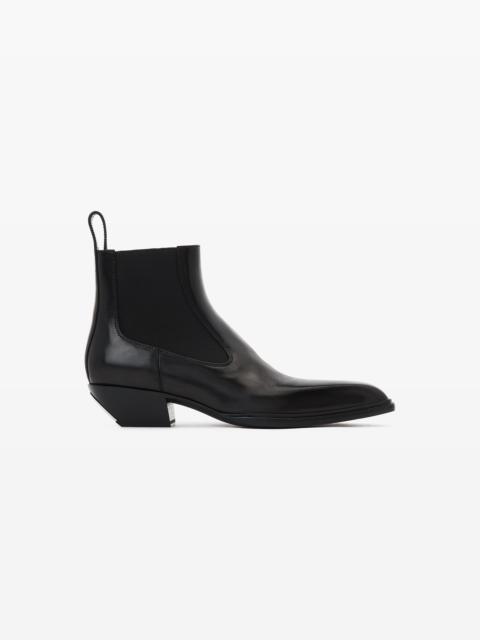 slick smooth leather  ankle boot