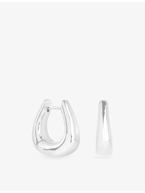 ASTRID & MIYU Horseshoe Medium Rhodium-Plated Brass Hoop Earrings