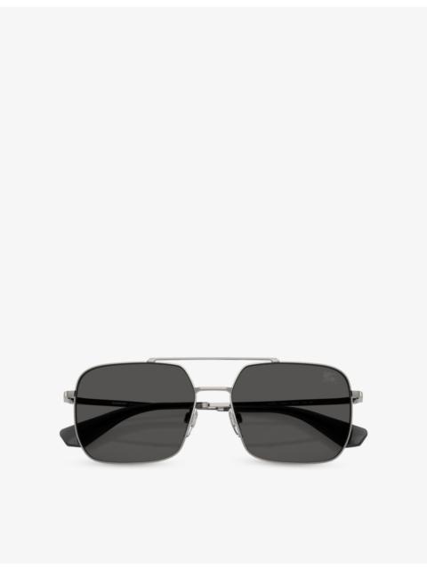 Burberry BE3179 Square-Frame Metal Sunglasses