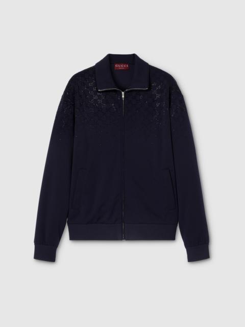 GUCCI Technical jersey zip jacket with crystals