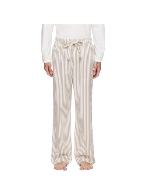 TEKLA Brown & Off-White Poplin Pyjama Pants