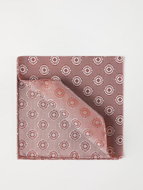 Silk pocket square with medallion design