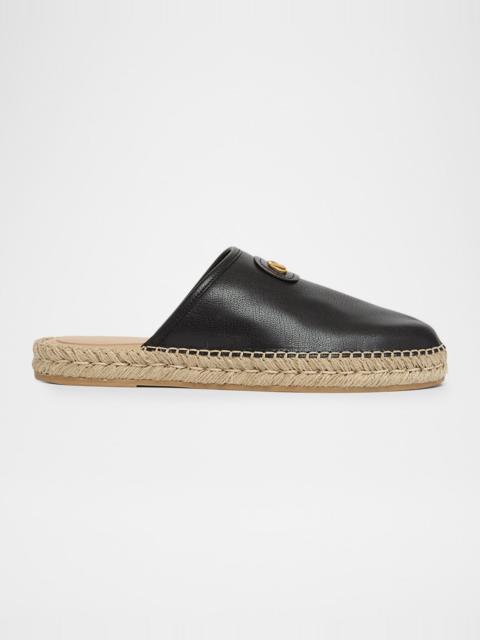 Valentino Men's Leather Espadrille Mule Slides