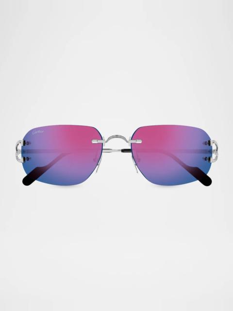 Cartier Motifs De Cartier Ct0663S Metal Rimless Rectangular Sunglasses