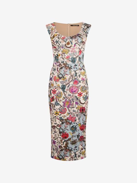 Sheath Dress with Florentine Flowers Print