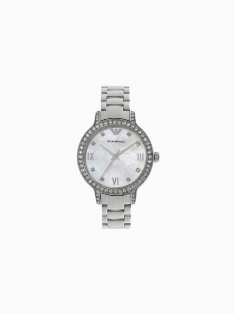EMPORIO ARMANI THREE-HAND STAINLESS STEEL WATCH