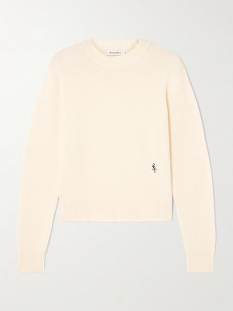 Sporty & Rich Src Cropped Embroidered Cashmere And Wool-blend Sweater