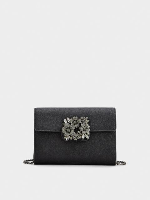 Roger Vivier Bouquet Strass Dark Mini Clutch Bag in Glitter Fabric
