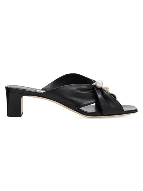 JIMMY CHOO Women's Rafi 45MM Leather Sandals - Black