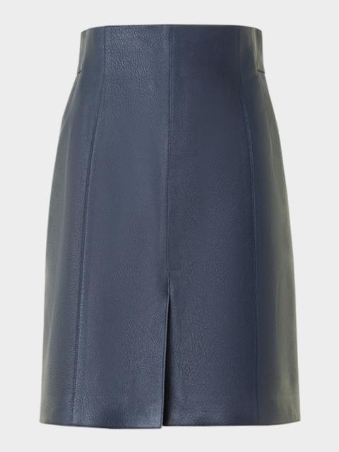 AKRIS Lamb Nappa Leather A-Line Skirt