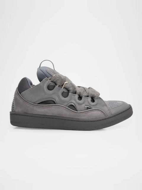 Lanvin Men's Curb Tonal Suede and Mesh Sneakers