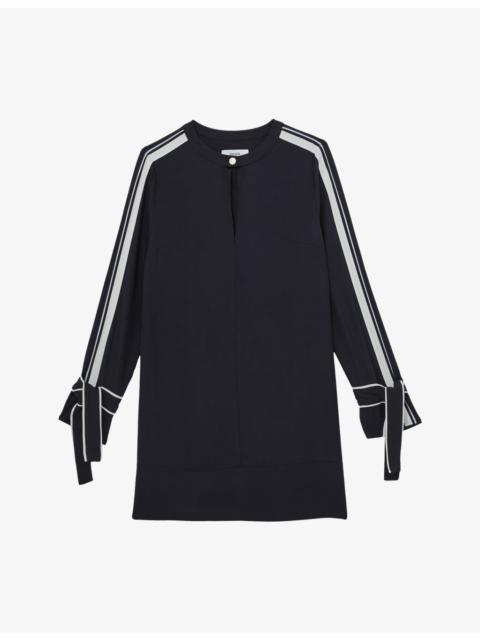 REISS Tammy Contrast-Tipped Woven Mini Dress