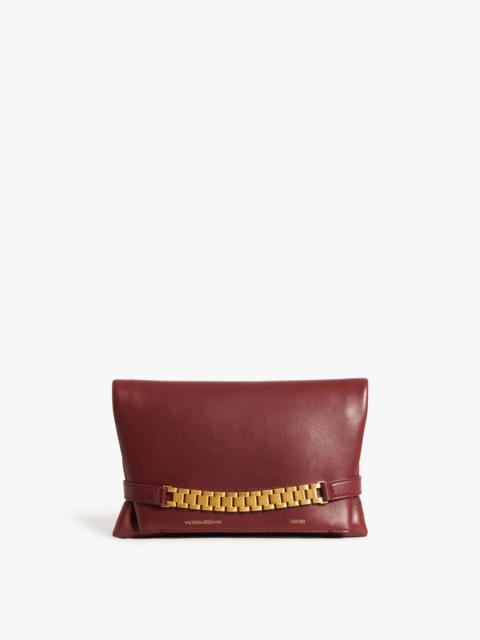 Victoria Beckham Chain Pouch In Burgundy Leather
