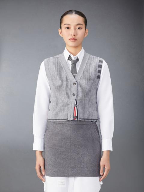 Thom Browne Merino Wool 4-Bar Cropped Cable Cardigan Vest