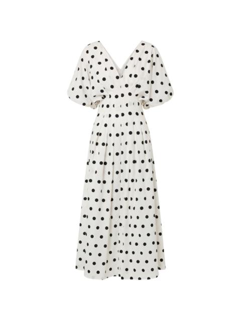 NICHOLAS V-neck polka dot midi dress
