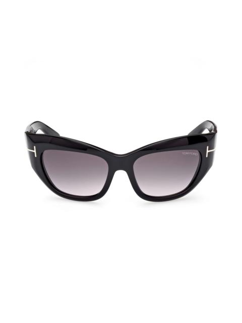 Brianna 55mm Gradient Cat Eye Sunglasses in Shiny Black /Smoke Pink