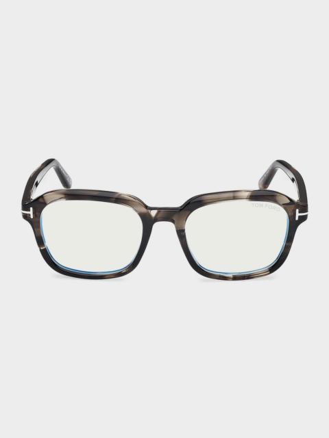 TOM FORD 53MM Blue Block Rectangular Eyeglasses