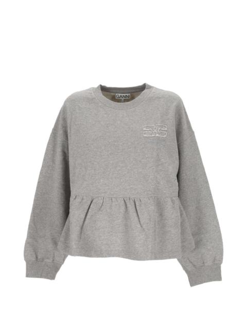 GANNI crew-neck ruffled sweatshirt
