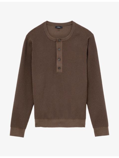 REISS Declan Long-Sleeve Stretch-Knit Henley Top