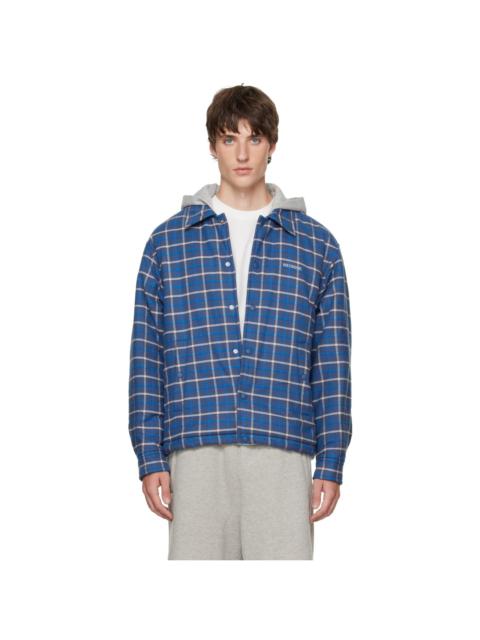 We11done Blue Hooded Shirt Jacket