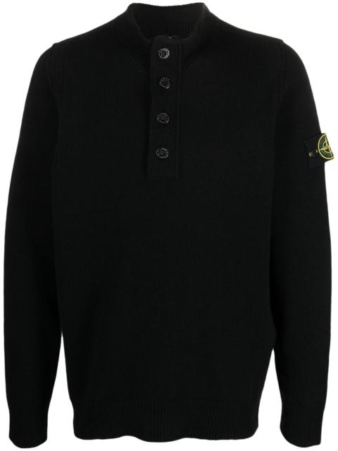 Stone Island Compass-patch buttoned-up jumper