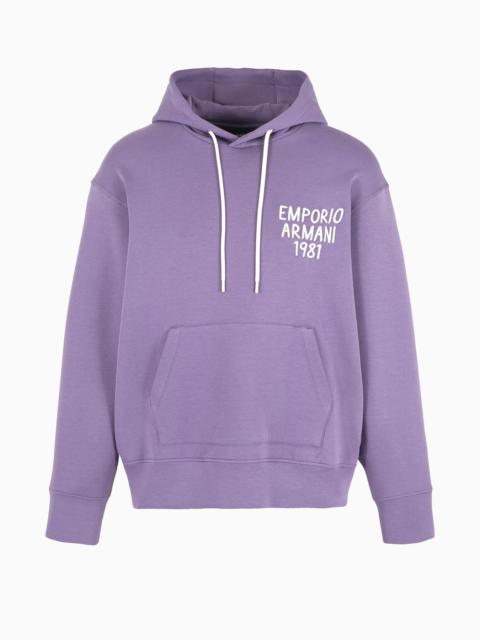 Double-jersey hooded sweatshirt with logo embroidery