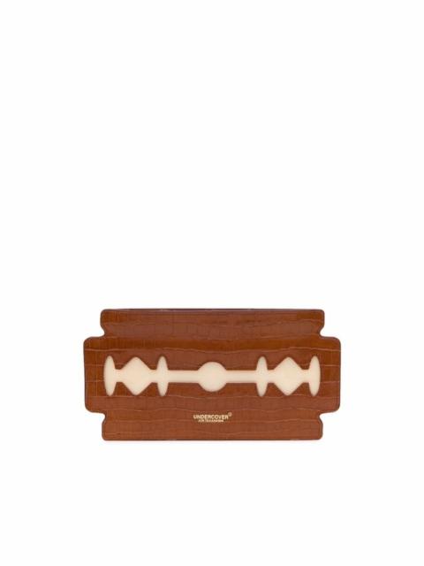 Blade crocodile-effect clutch bag