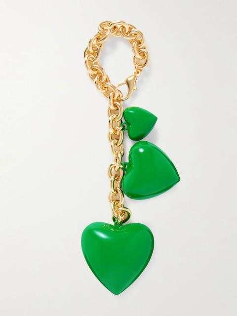 ROXANNE ASSOULIN The Happy gold-tone and enamel bag charm Emerald