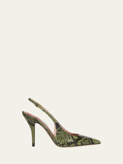 Valentino 100mm Cuttie Snakeskin Slingback Pumps