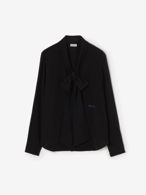Burberry Silk Crepe De Chine Scarf Blouse