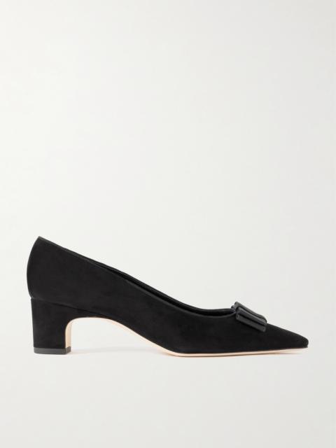 Manolo Blahnik Reador 50 Bow-detailed Suede Pumps