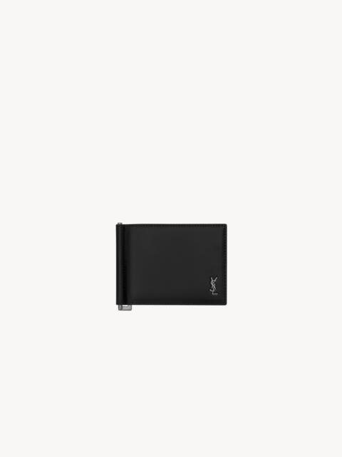 SAINT LAURENT TINY CASSANDRE BILL CLIP WALLET IN MATTE LEATHER