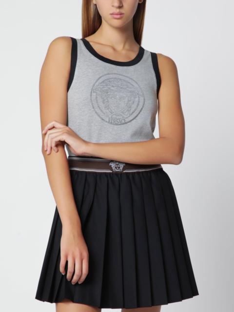 VERSACE Light grey cotton jersey T-shirt with logo print