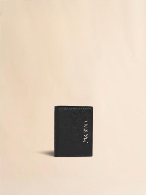 Marni BLACK LEATHER BIFOLD WALLET WITH MARNI MENDING