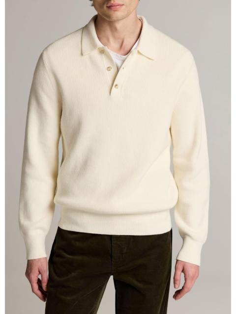 Vince Heirloom Shaker Cotton-Cashmere Polo Sweater