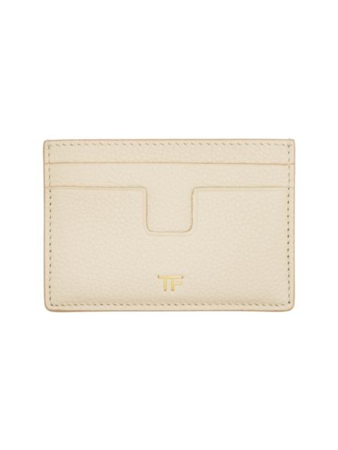 TOM FORD Beige Grain Leather Card Holder