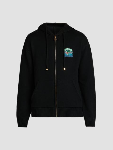 CASABLANCA Men's Palm Tree Cotton Full-Zip Hoodie - Black