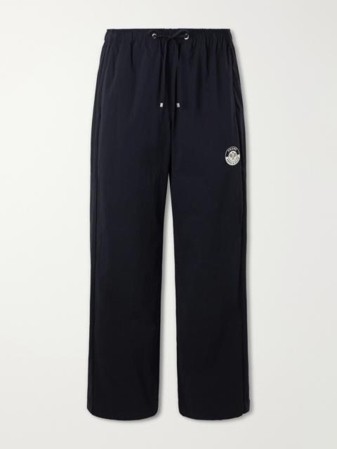 FRAME Straight-Leg Drawstring Logo-Embroidered Cotton-Blend Trousers