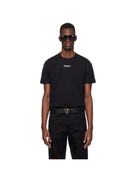 VERSACE Black Embroidered Cotton-Jersey Slim T-shirt