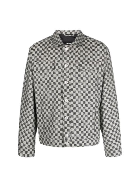 monogram-pattern shirt jacket