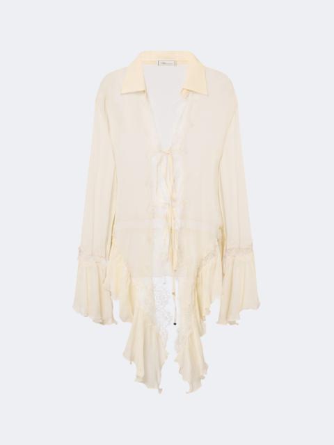Blumarine Asymmetric lace-trimmed blouse