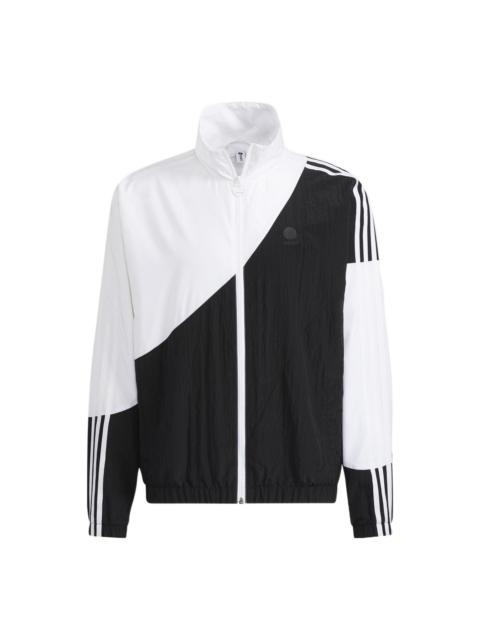 adidas neo Colorblock Stand Collar Long Sleeves Zipper Jacket Black HC9680