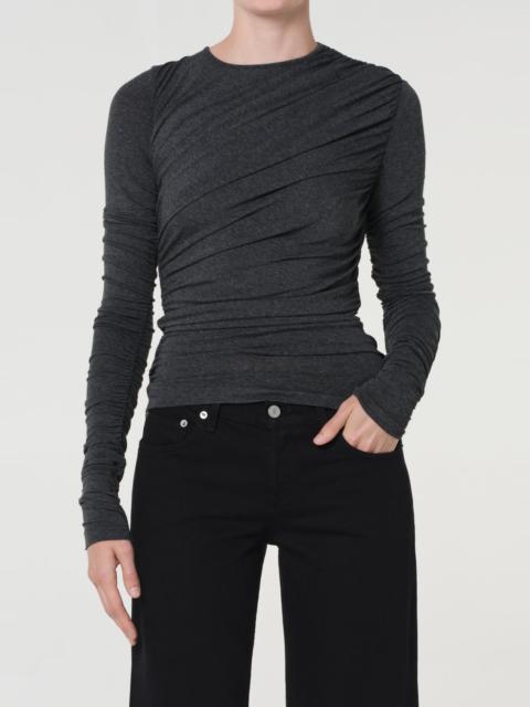 TANIA TWIST TEE IN CHARCOAL HEATHER