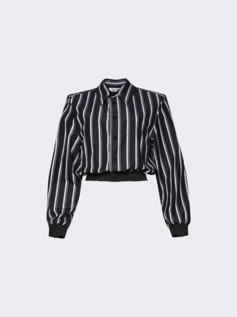 THE ATTICO Striped Cropped Shirt White And Navy Blue
